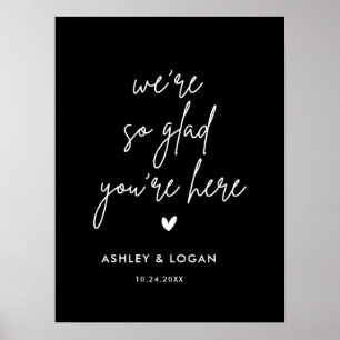 We Are So Glad You Are Here Black Wedding Welcome  Poster