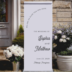 We Are So Glad You Are Here Wedding Welcome Retractable Banner