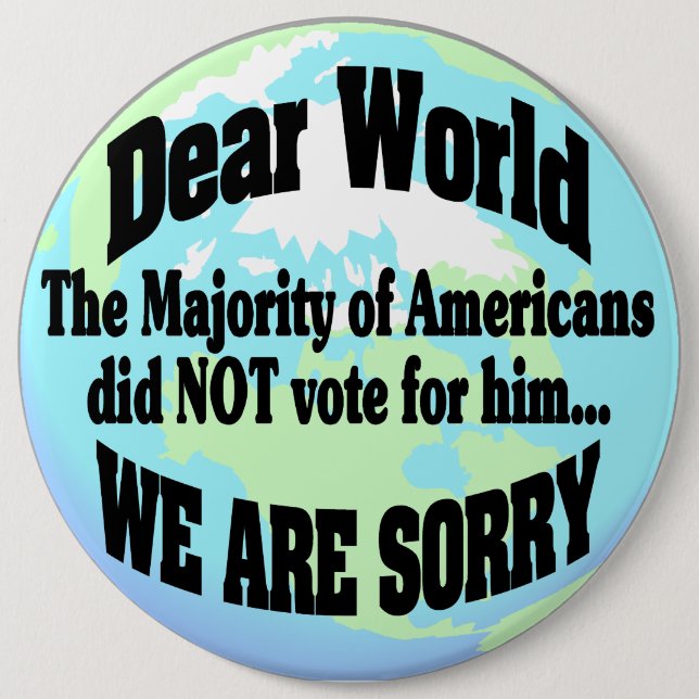 we are sorry 6 cm round badge (Front)