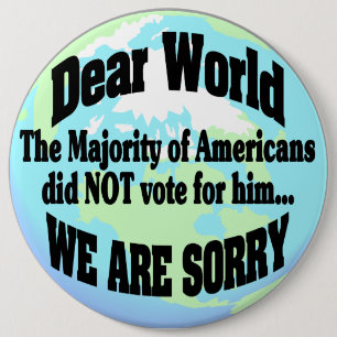 we are sorry 6 cm round badge