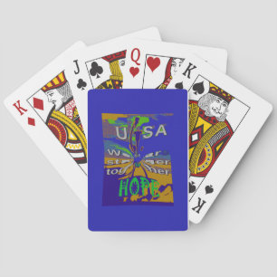 We are stronger together funny USA Hope pattern de Playing Cards
