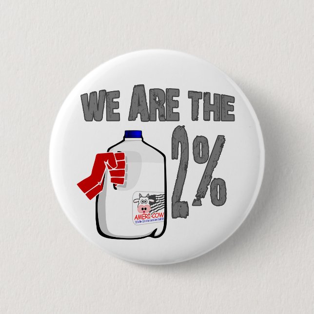 We Are The 2% Milk! Funny Occupy Wall Street Spoof 6 Cm Round Badge (Front)