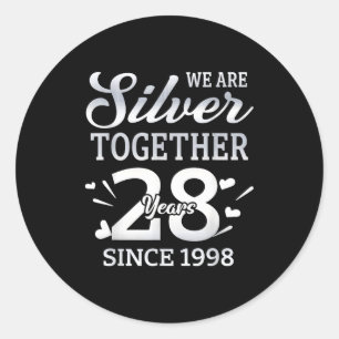 We Are Together 28 Years Couple Anniversary Since  Classic Round Sticker