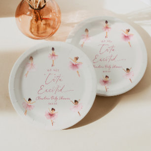 We Are Tutu Excited Ballerina Ballet Baby Shower Paper Plate