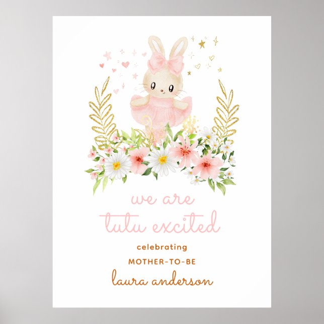 We are Tutu Excited Ballerina Welcome Baby Shower Poster (Front)