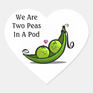 We Are Two Peas In A Pod Heart Sticker