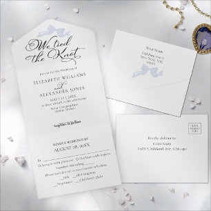 We Are Tying The Knot   Blue Bow Wedding All In One Invitation
