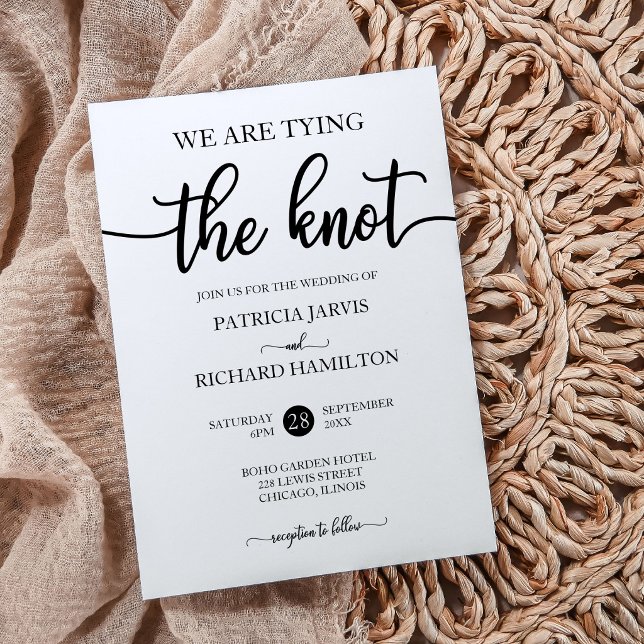 We Are Tying The Knot Chic Calligraphy Wedding Invitation (Creator Uploaded)