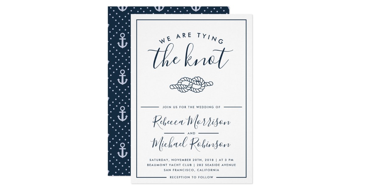 We Are Tying The Knot Nautical Wedding Invitation Zazzle Co Uk
