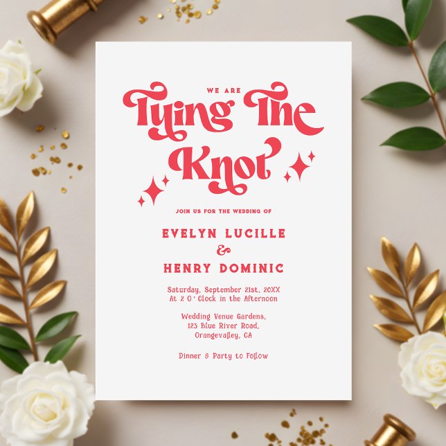 We are Tying the knot Red & White Wedding Invitation (Creator Uploaded)