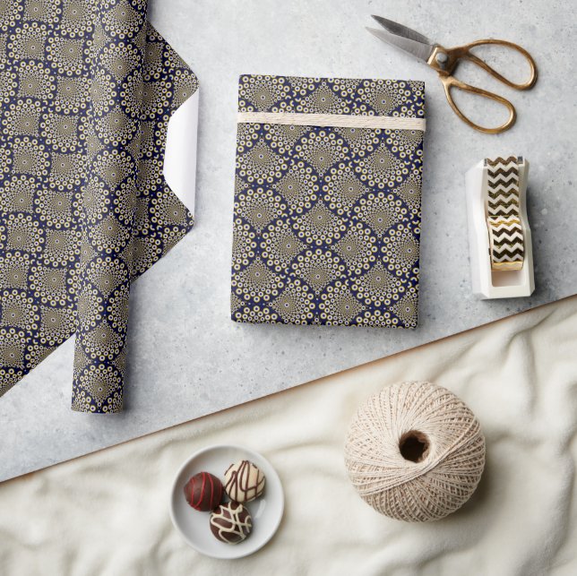 We Are Watching You Navy And Gold Art Deco Wrapping Paper (Crafts)