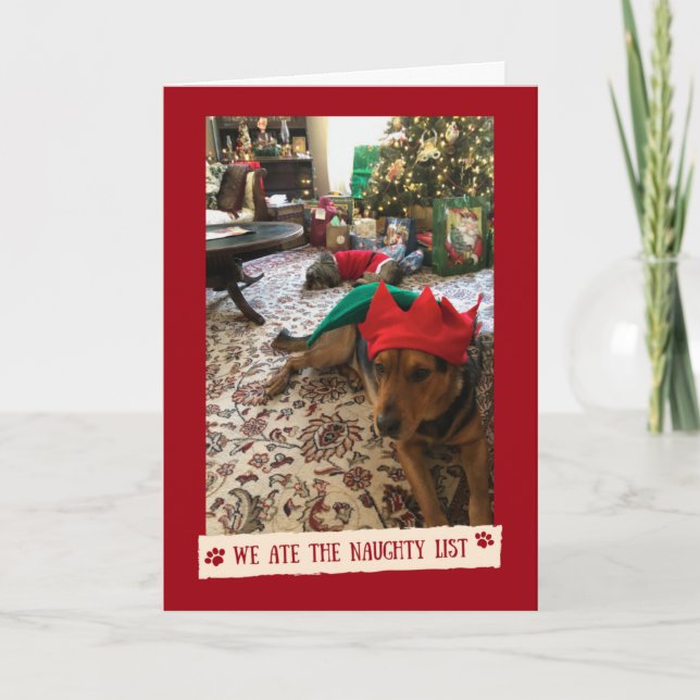 We Ate The Naughty List - Funny card from the dogs (Front)