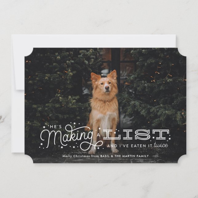 We ate the naughty list Funny Dog Christmas Card (Front)