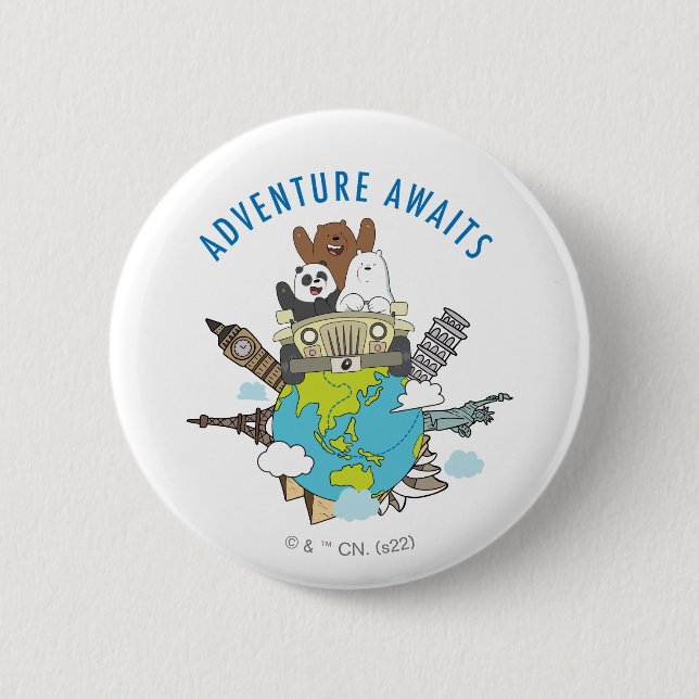 We Bare Bears - Adventure Awaits 6 Cm Round Badge (Front)