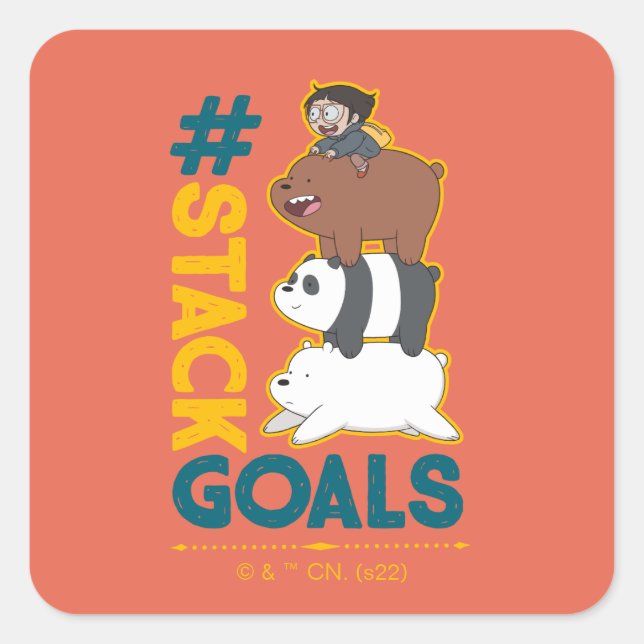We Bare Bears and Chloe - #StackGoals Square Sticker (Front)