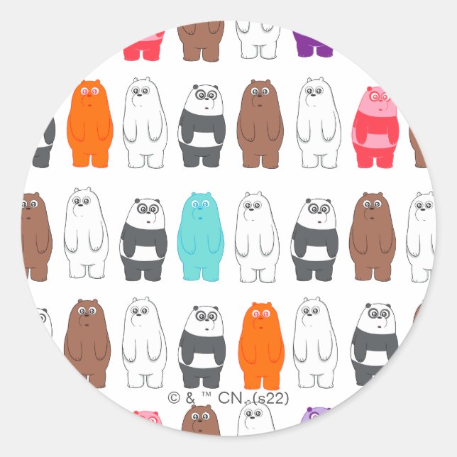 We Bare Bears Colourful Bear Pattern Classic Round Sticker (Front)