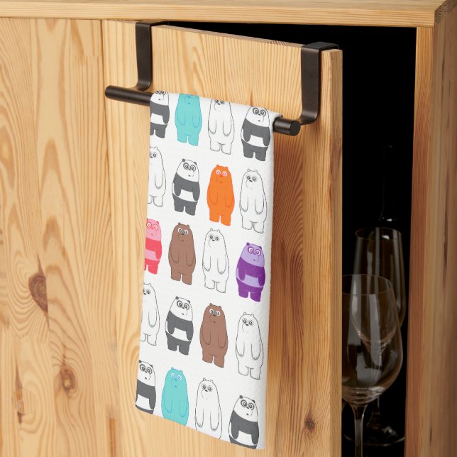 We Bare Bears Colourful Bear Pattern Tea Towel (Thirds Fold)