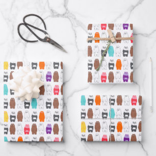 We Bare Bears Colourful Bear Pattern Wrapping Paper Sheet