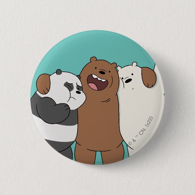 We Bare Bears Group Hug 6 Cm Round Badge (Front)