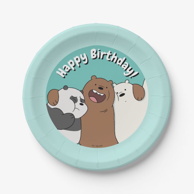 We Bare Bears Group Hug Paper Plate (Front)