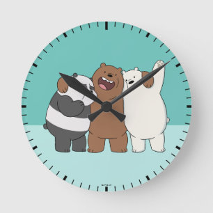 We Bare Bears Group Hug Round Clock