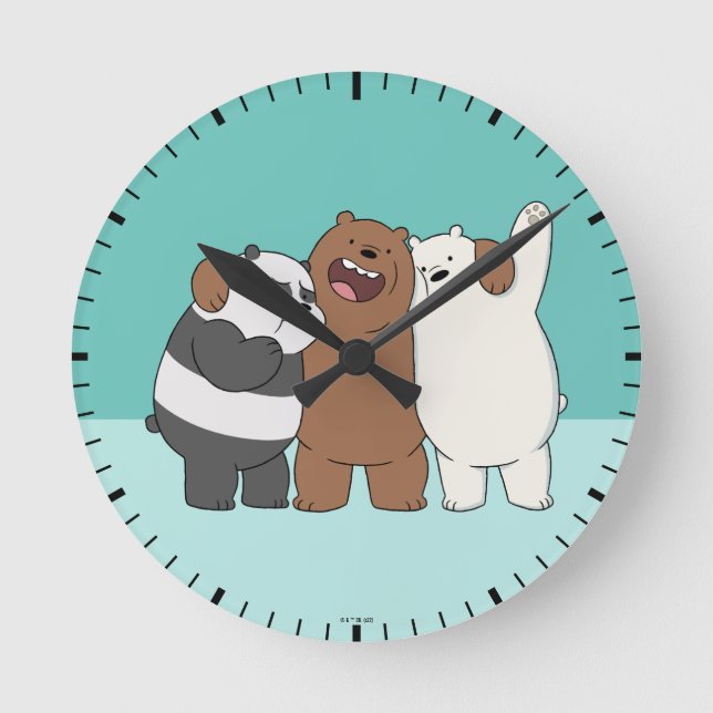 We Bare Bears Group Hug Round Clock (Front)