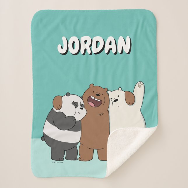 We Bare Bears Group Hug Sherpa Blanket (Front)
