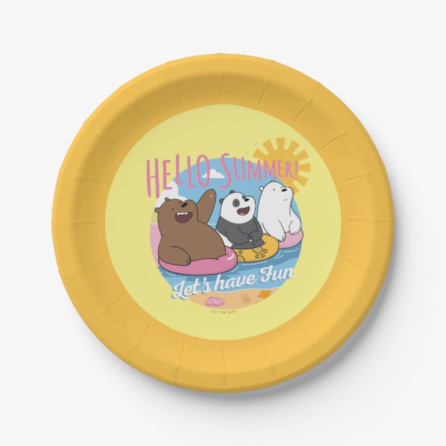 We Bare Bears - Hello Summer! Let's Have Fun Paper Plate (Front)