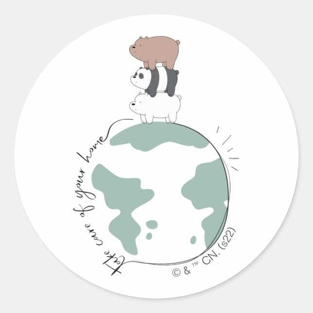 We Bare Bears - Take Care of Your Home Classic Round Sticker (Front)