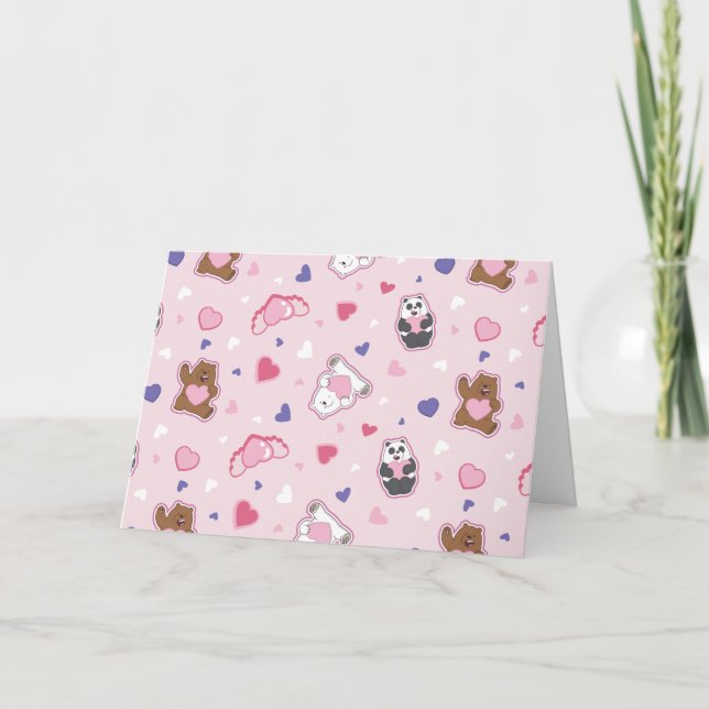 We Bare Bears - Valentine Hearts Pattern Card (Front)