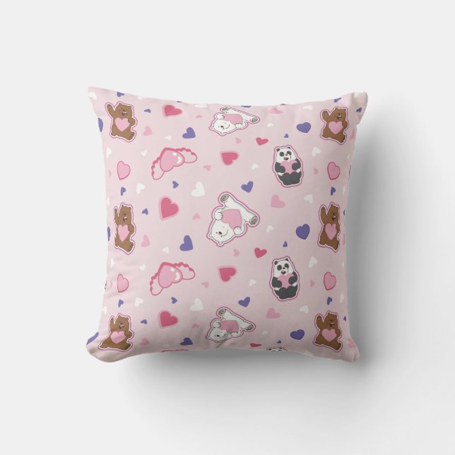 We Bare Bears - Valentine Hearts Pattern Cushion (Front)