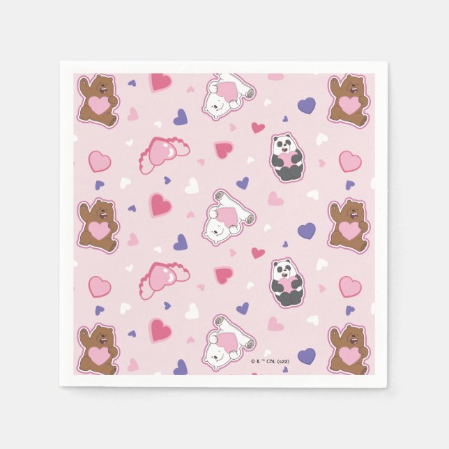 We Bare Bears - Valentine Hearts Pattern Napkin (Front)