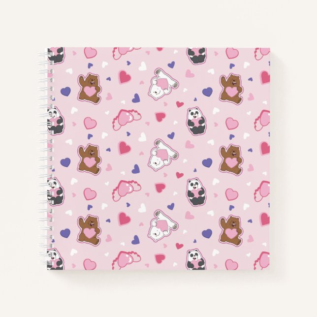 We Bare Bears - Valentine Hearts Pattern Notebook (Front)