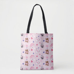 We Bare Bears - Valentine Hearts Pattern Tote Bag
