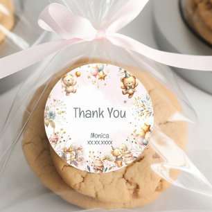 We bearly believe, royal tedddy bear kids birthday classic round sticker