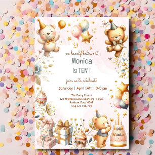 We bearly believe, royal tedddy bear kids birthday invitation