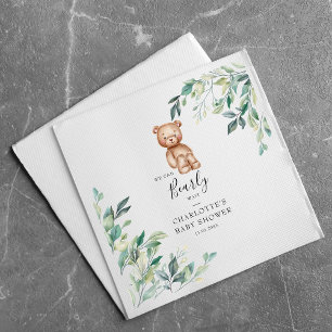 We Bearly Wait Eucalyptus Woodland Baby Shower Napkin