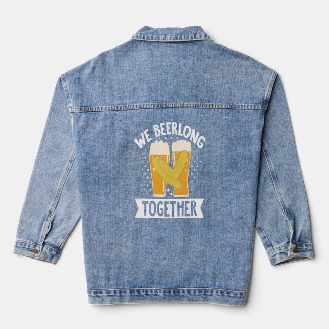 We Beerlong Together Smoker Grill Barbecue Meat Gr Denim Jacket (Back)