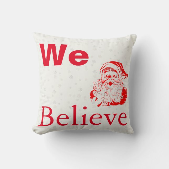 WE BELIEVE Christmas Throw Pillow (Front)