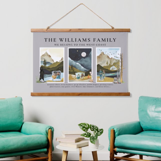 We Belong to the West Coast | Rustic Watercolor Hanging Tapestry (Living Room)