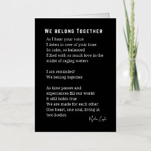We Belong together love poem  Foil Greeting Card