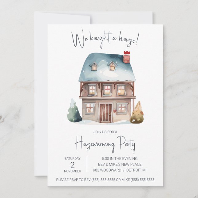 We Bought a House! Cute Watercolor Housewarming  I Invitation (Front)