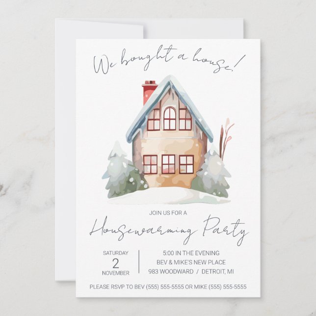 We Bought a House! Cute Watercolor Housewarming  Invitation (Front)