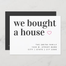 We Bought A House Simple Announcement Postcard