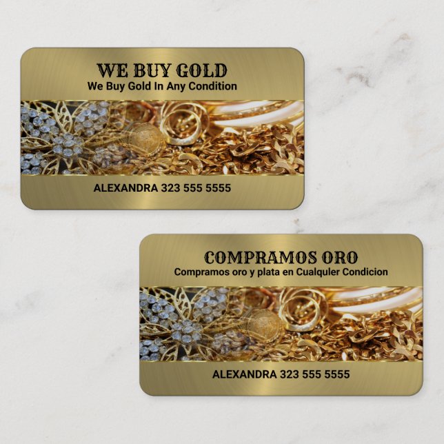 We Buy Gold Pile of Gold Jewellery Background 3 Business Card (Front/Back)