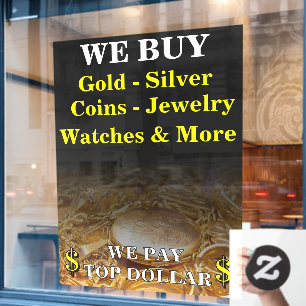 We Buy Gold Silver Coins Jewellery Shop Huge Window Cling