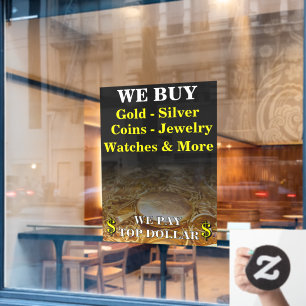 We Buy Gold Silver Coins Jewellery Shop Huge Window Cling
