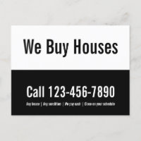 We Buy Houses Black and White Promotional Template