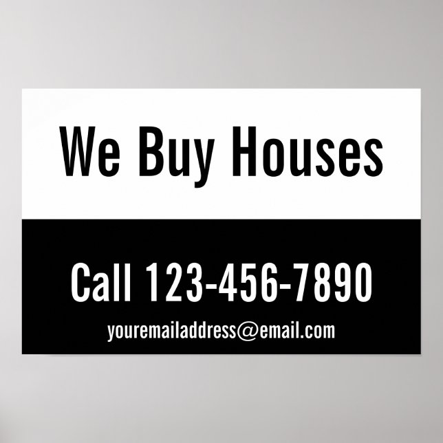 We Buy Houses Black and White Promotional Template Poster (Front)