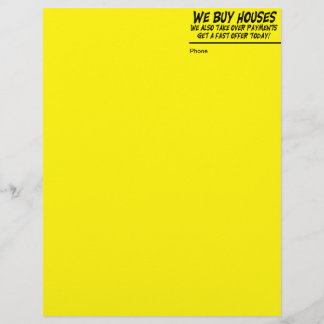 We Buy Houses Yellow Letter Head Personalized Letterhead